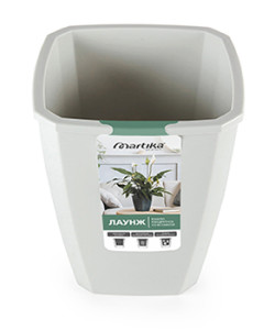 Кашпо квадратное с дренажной вставкой "Лаунж" 2,4л/1,6л