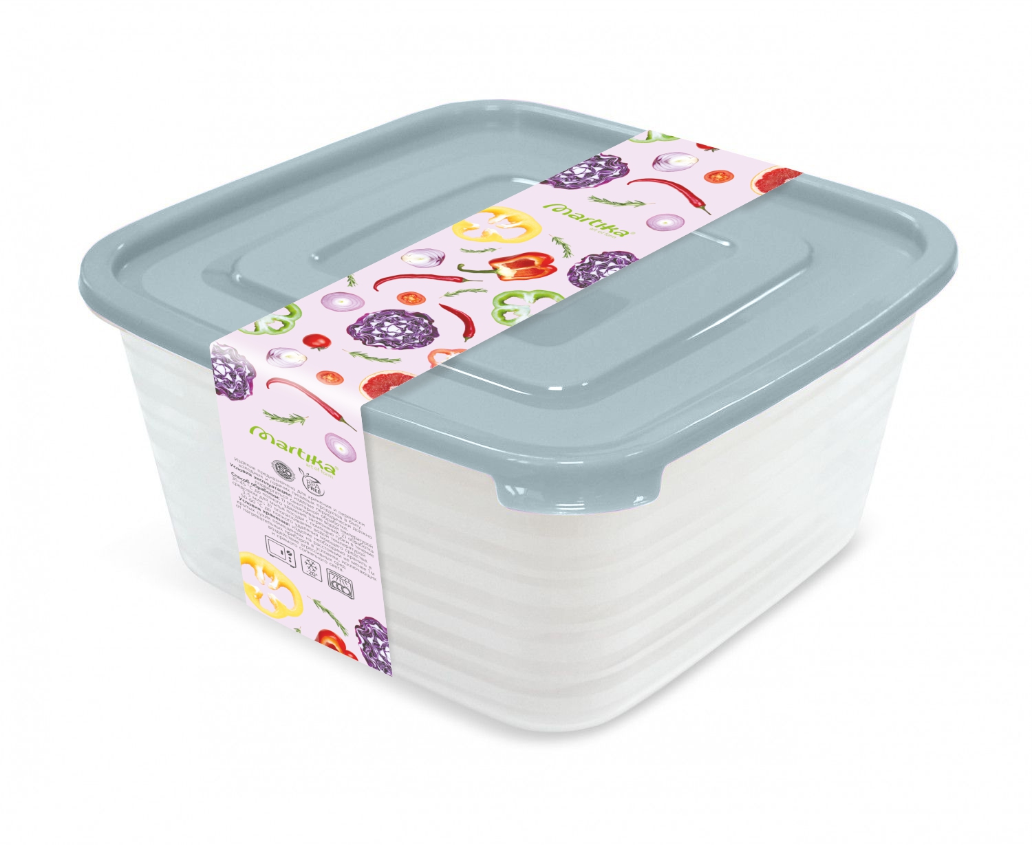Контейнер для продуктов (СВЧ) «Унико» квадратный набор 0,45 / 0,9 / 1,4л.