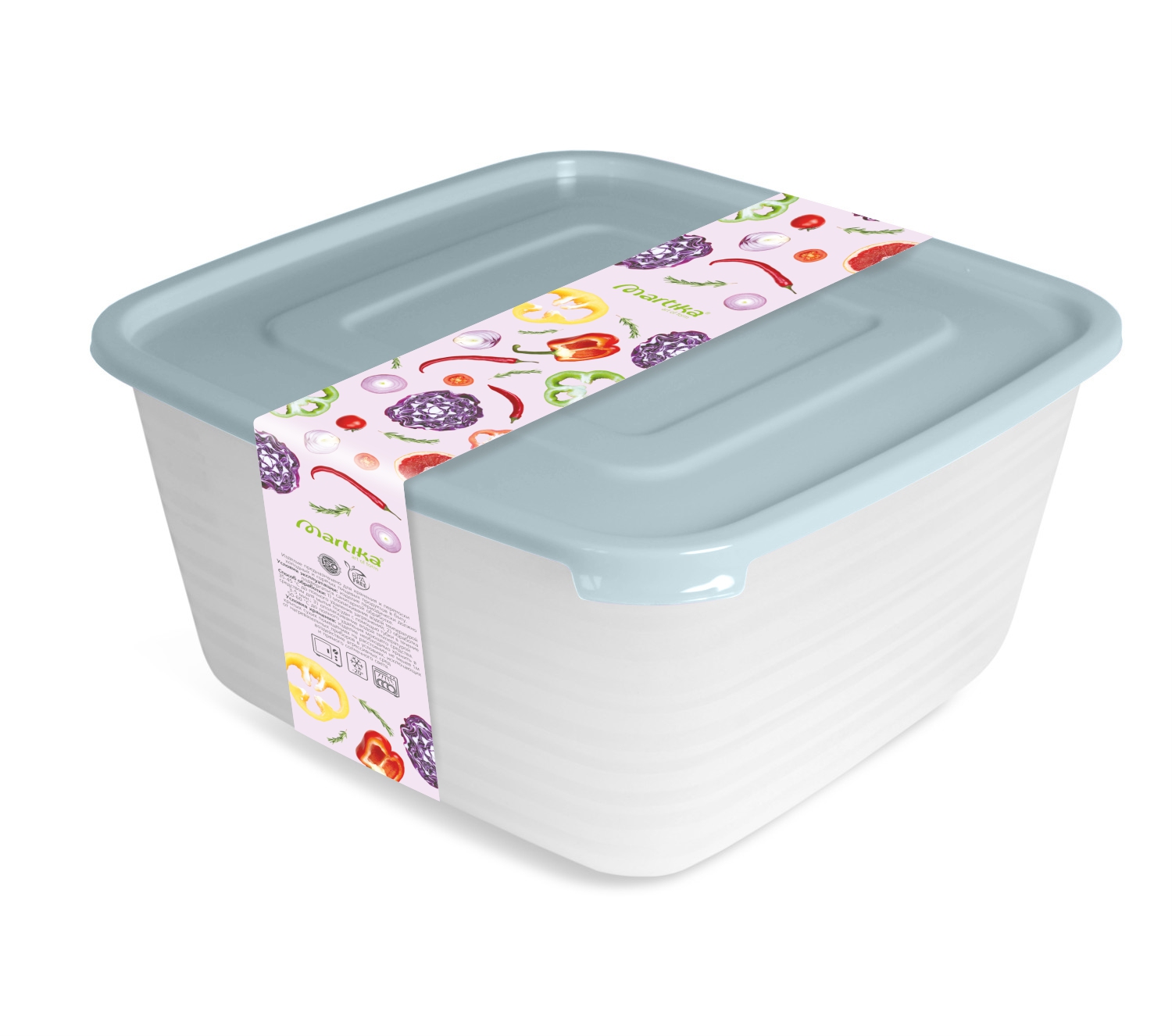 Контейнер для продуктов (СВЧ) «Унико» квадратный набор 0,45 / 0,9 / 1,4 / 2,1 / 3,0л.